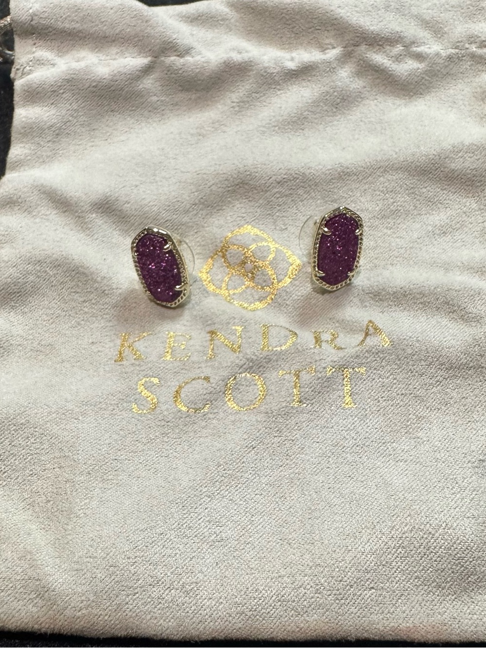 Kendra Scott Ellie Purple Druzy Oval Stud Earrings